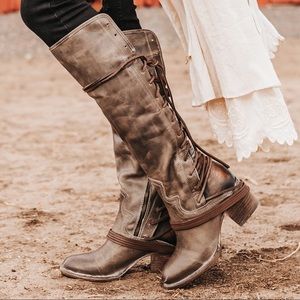 Leather Lace-Up Zip Boots - Coal